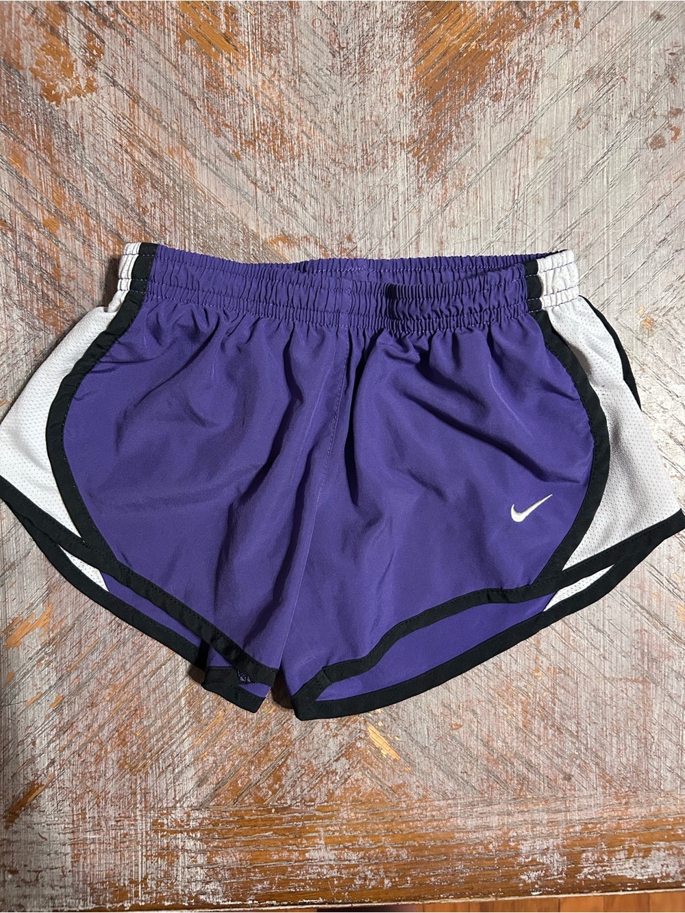 Nike Purple Women's Athletic Shorts with White and Black Trim